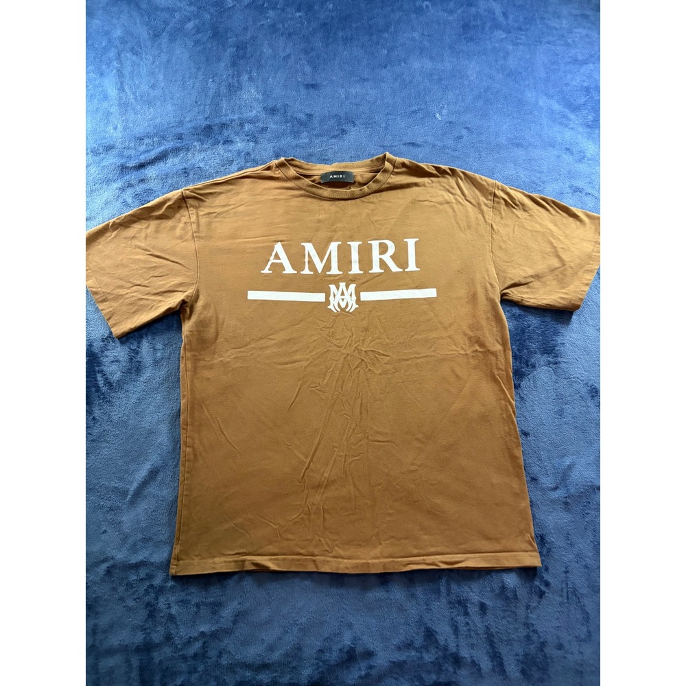 Amiri Mens Logo Monogram Graphic T-Shirt Brown Size XL Made in USA